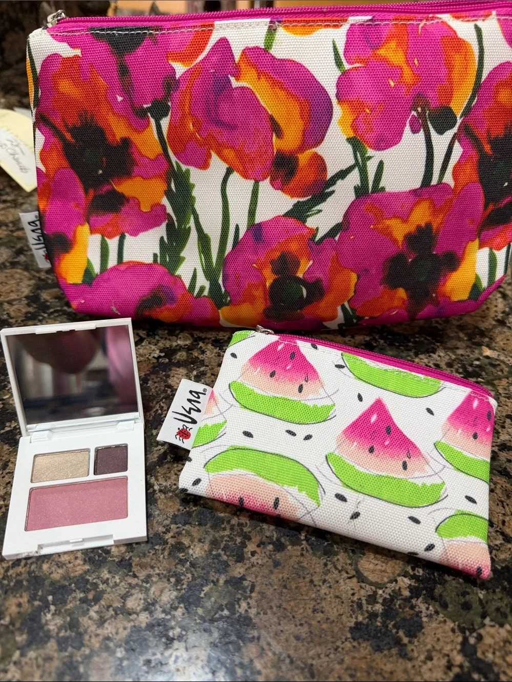 Clinique Vera Neumann Pink Floral & Watermelon Zip Pouch Set